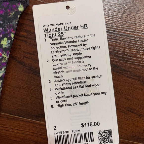 lululemon athletica Floral Leggings - Black and Purple - Picture 6 of 7